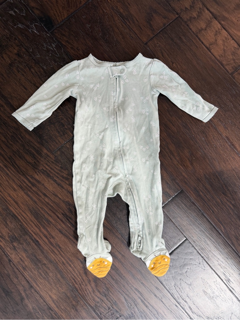 Carter’s green hearts footie pajamas